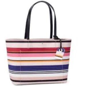 Kate Spade New York Striped Cameron Street Leather Tote Bag Purse